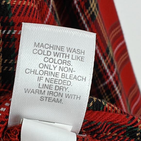 J Jill Tartan Plaid Top Size Medium Red Button Up Long Sleeve Ruffle Tiered - Picture 10 of 11
